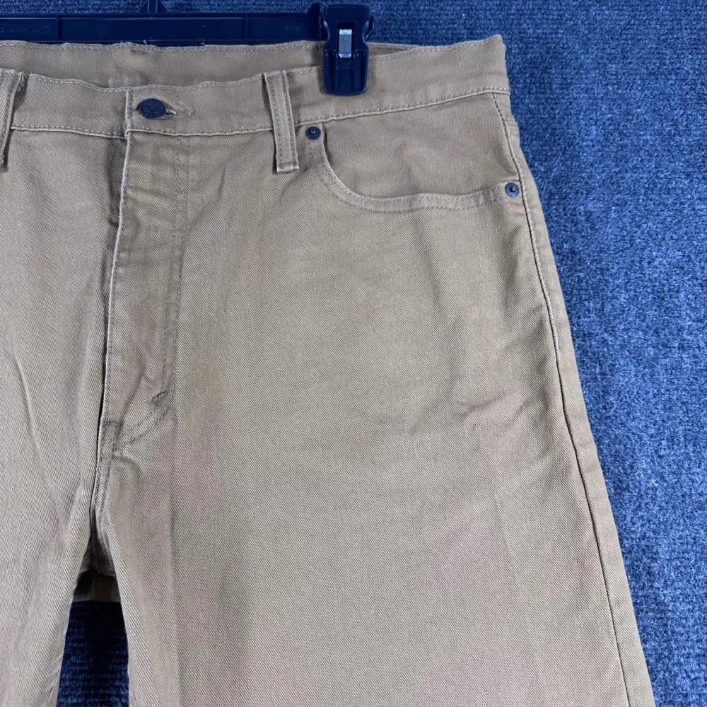 Levi's 513 Slim Straight Pants Mens 38x32 W38 L32 Tan Khaki Stretch Casual